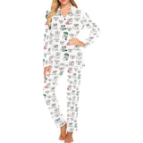 English Bulldog Pattern Print Design 03 Women's Long Pajama Set