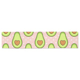 Avocado heart pink background Table Runner
