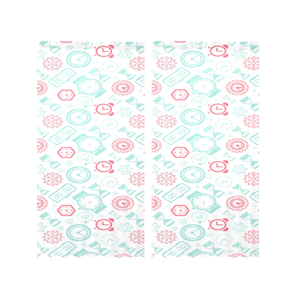 Clock time pattern blackground Gauze Curtain