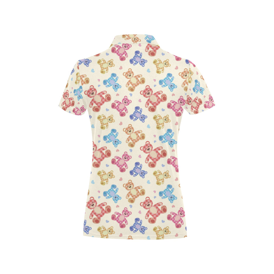 Teddy Bear Pattern Print Design 05 Women's All Over Print Polo Shirt