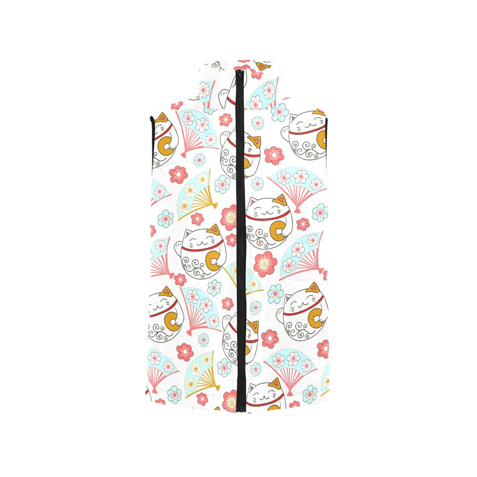 Maneki neko cat fan sakura Men's Padded Vest