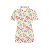 Teddy Bear Pattern Print Design 05 Women's All Over Print Polo Shirt