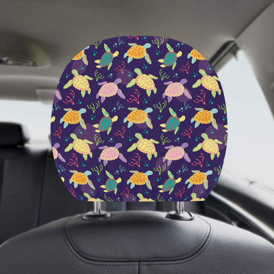 Colorful sea turtle pattern Car Headrest Cover