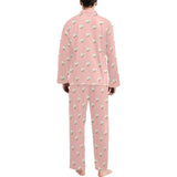 Cute hamster cheese pattern pink background Men's Long Pajama Set