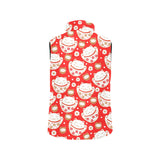 Cute Maneki neko cat red background Men's Padded Vest