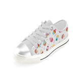 Cake cupcake design pattern Women's Low Top Canvas Shoes White