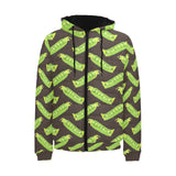 Green Peas Pattern Print Design 05 Men's Padded Hooded Jacket