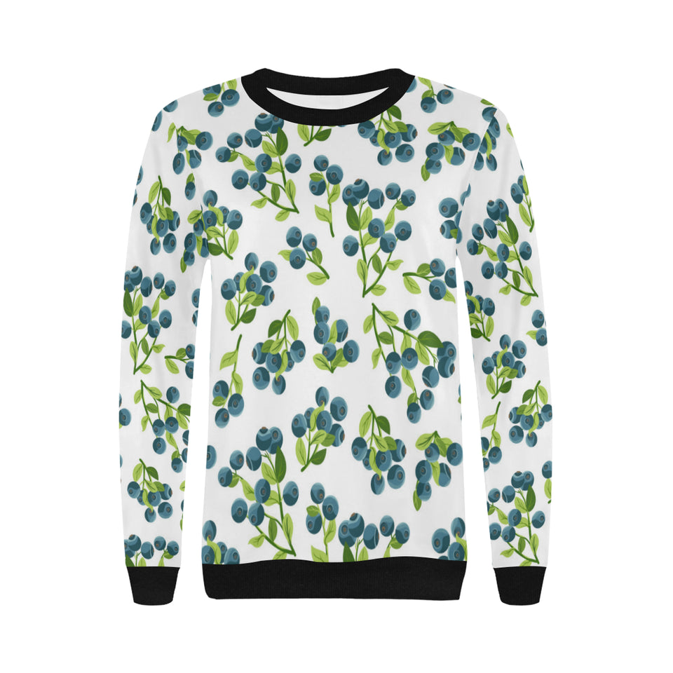 blueberry white background Women's Crew Neck Sweatshirt