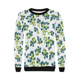 blueberry white background Women's Crew Neck Sweatshirt