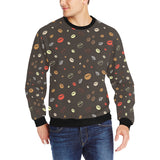 Coffee bean leave pattern Men's Crew Neck Sweatshirt