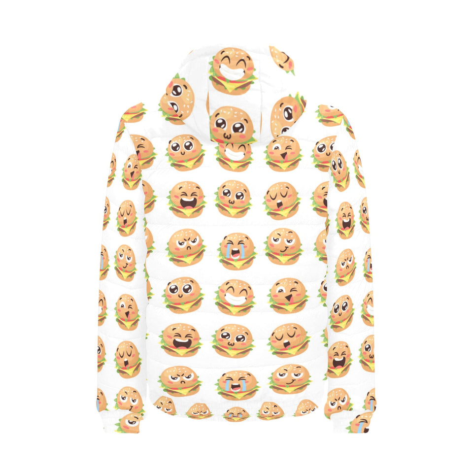 Hamburger Pattern Print Design 04 Men's Padded Hooded Jacket