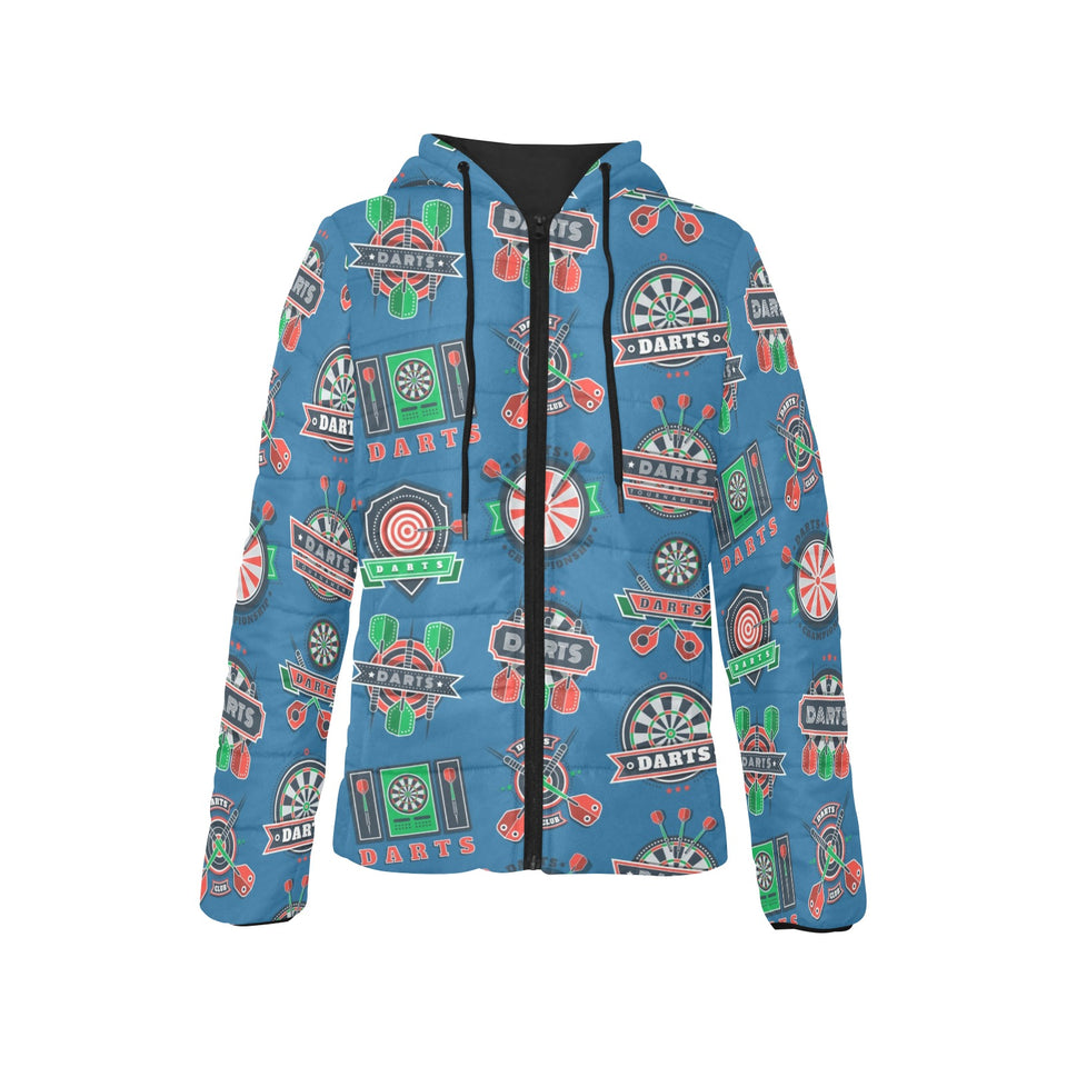 Darts Pattern Print Design 02 Women's Padded Hooded Jacket