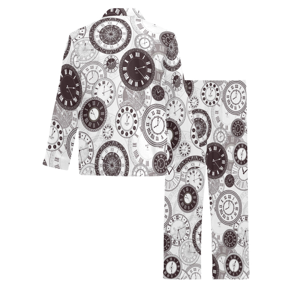 Classic vintage clock pattern Men's Long Pajama Set