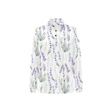 Hand painting Watercolor Lavender Women's Long Sleeve Polo Shirt