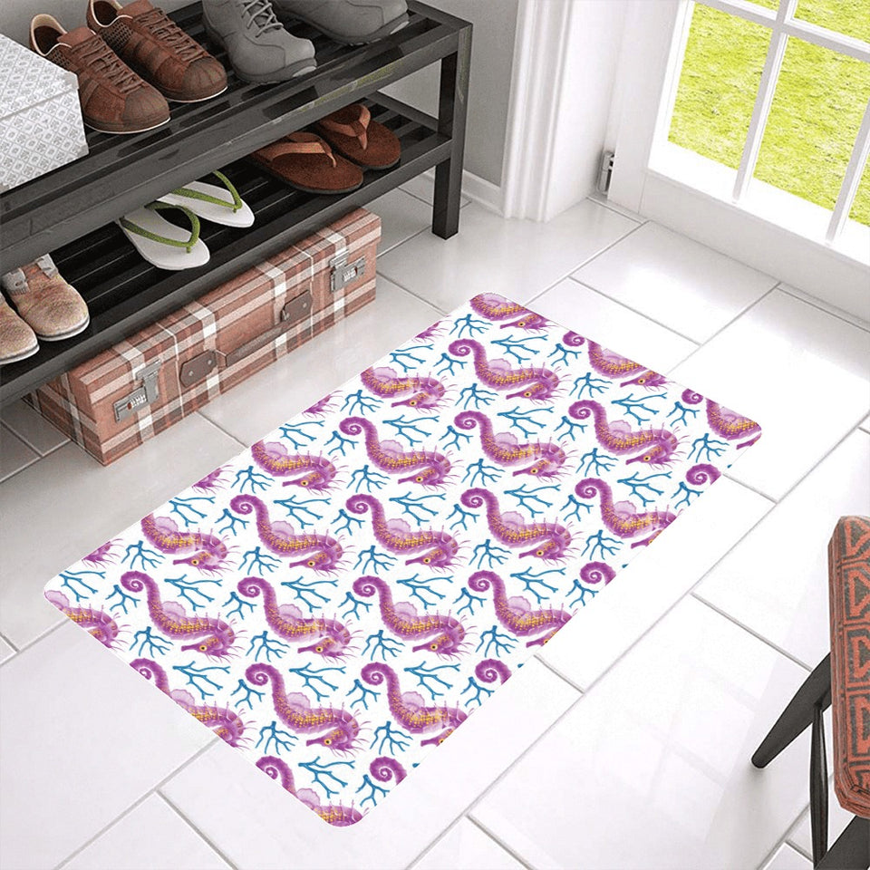 Purple seahorse blue coral pattern Doormat