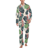 heliconia flowers, palm and monstera leaves Men's Long Pajama Set