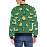 Durian pattern green background Men's Crew Neck Sweatshirt