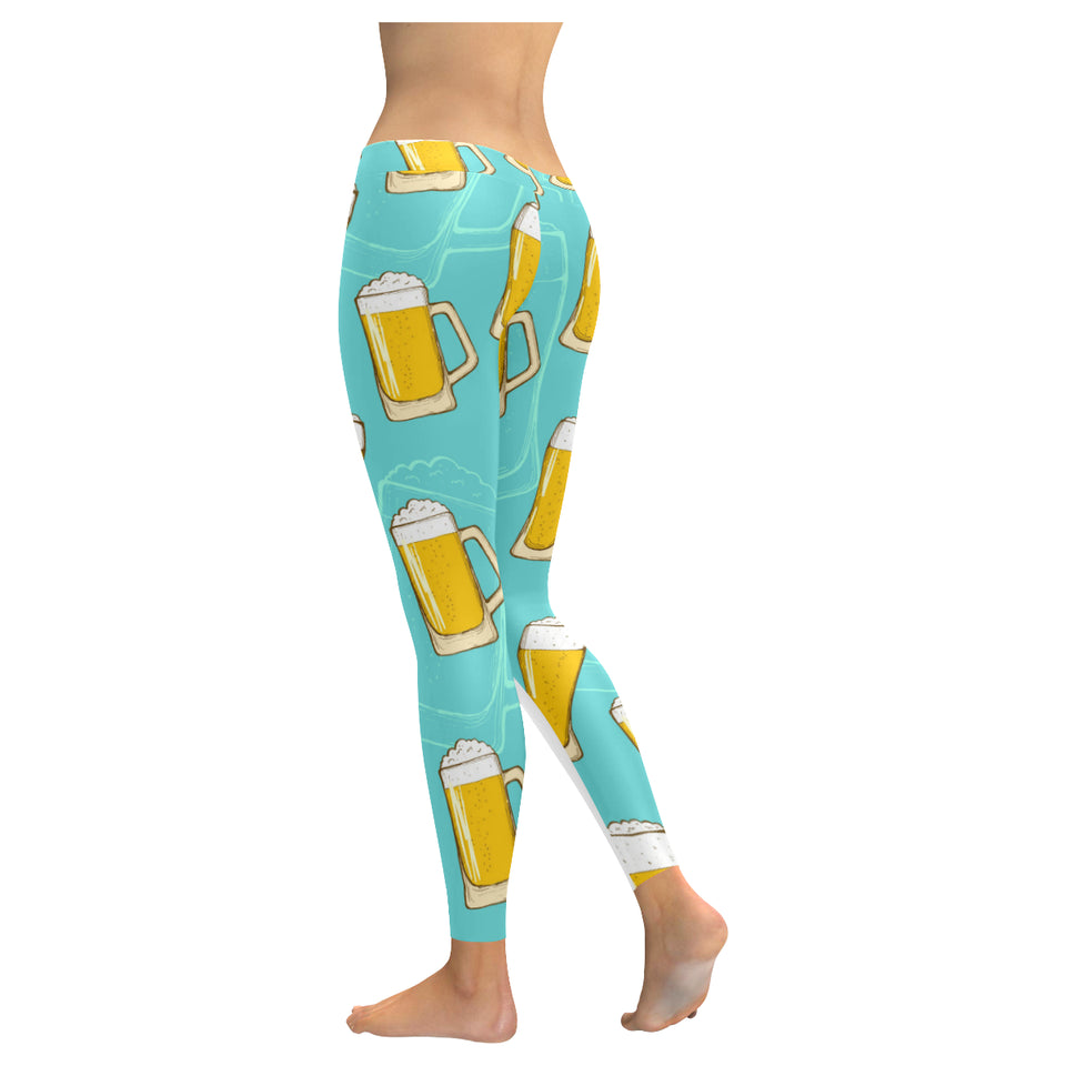 Beer pattern green background Women's Legging Fulfilled In US