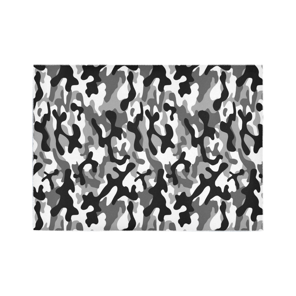 Black white camouflage pattern Area Rug