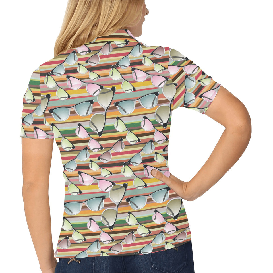 Sun Glasses Pattern Print Design 02 Women's All Over Print Polo Shirt