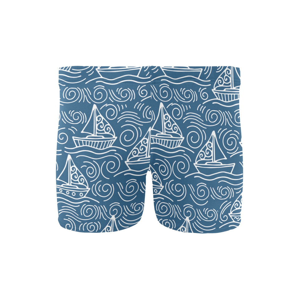 Hand drawn sailboat pattern Men's Swimming Trunks