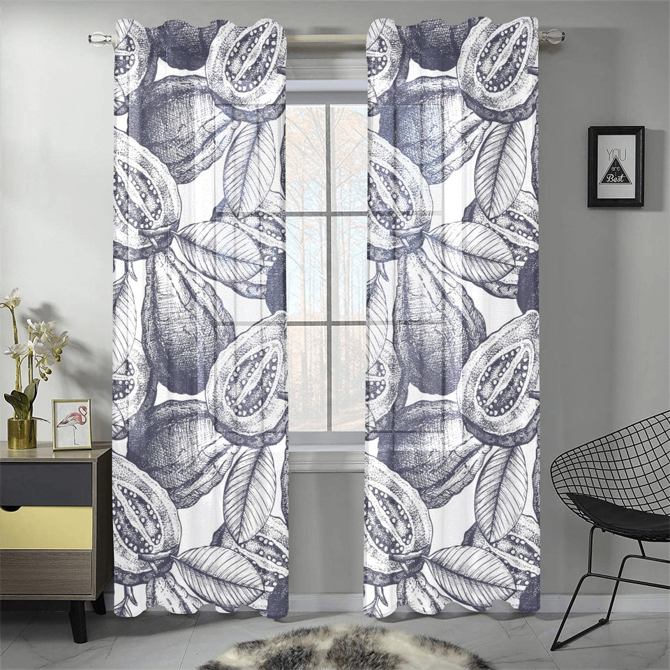 Guava tropical hand drawn pattern Gauze Curtain