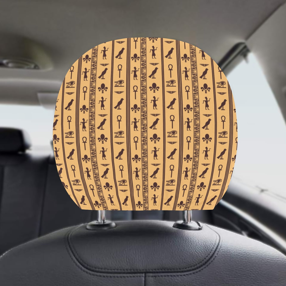 Egypt Hieroglyphics Pattern Print Design 02 Car Headrest Cover