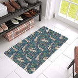 Raccoon tropical leaves pattern Doormat
