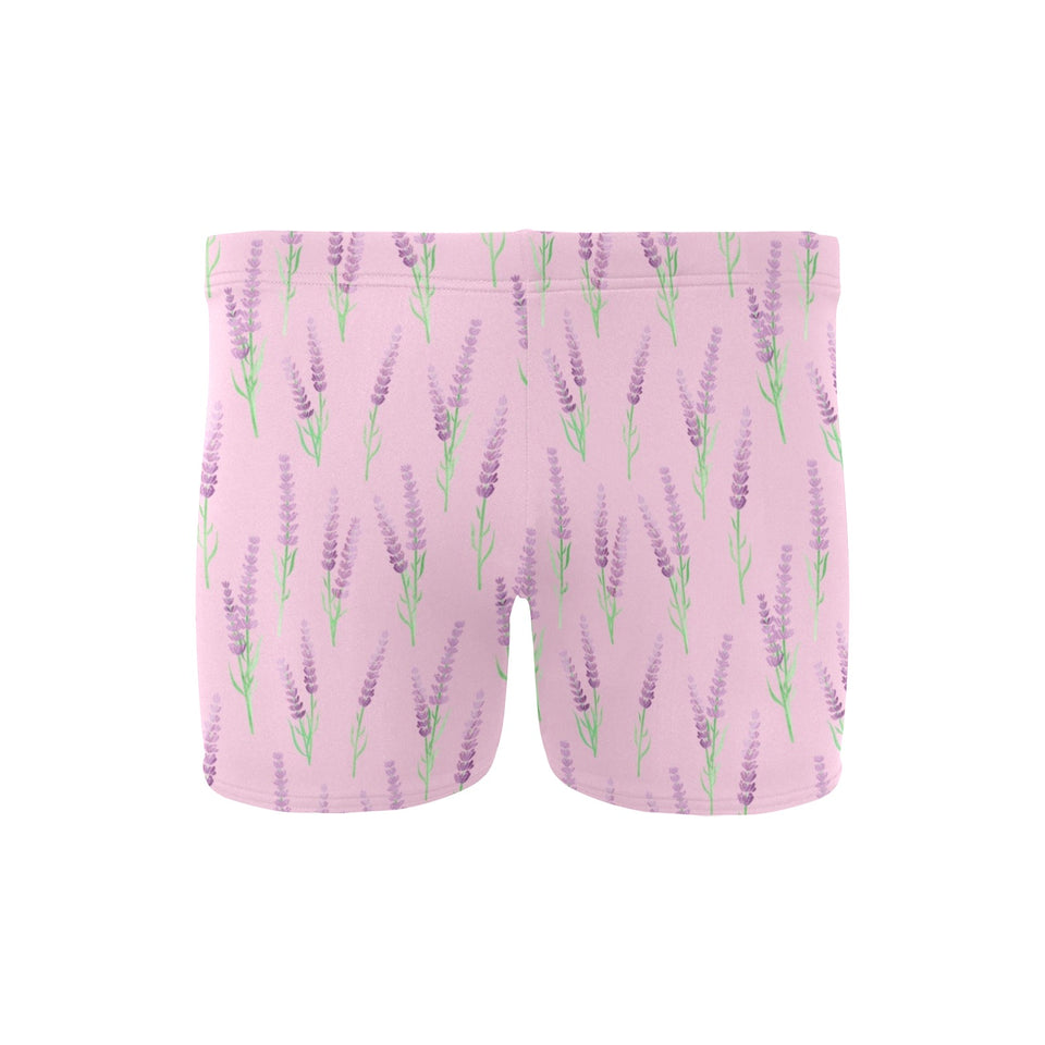 Lavender pattern pink background Men's Swimming Trunks