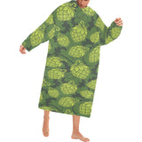 Hop pattern Hop cone background Blanket Robe with Sleeves