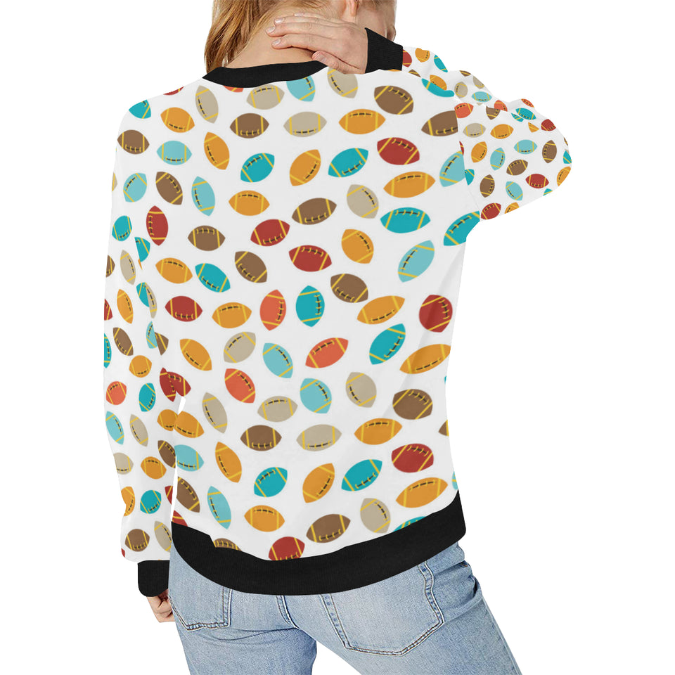 Colorful american football ball pattern Women's Crew Neck Sweatshirt