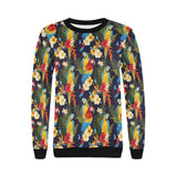 Colorful parrot flower pattern Women's Crew Neck Sweatshirt
