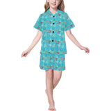 Math Pattern Print Design 02 Kids' Boys' Girls' V-Neck Short Pajama Set