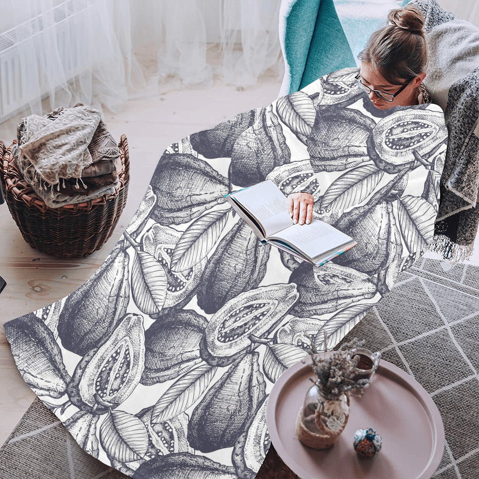 Guava tropical hand drawn pattern Blanket Robe with Sleeves