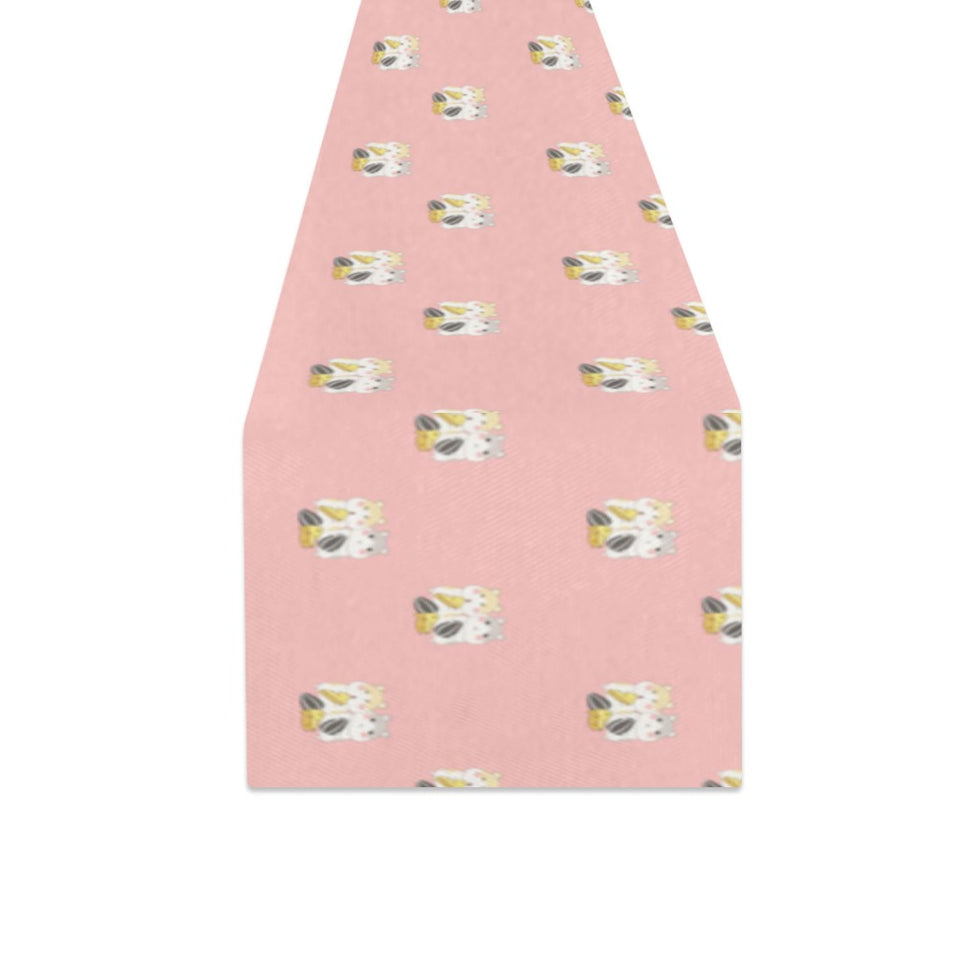Cute hamster cheese pattern pink background Table Runner
