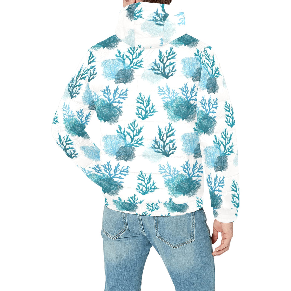 Coral Reef Pattern Print Design 04 Men's Padded Hooded Jacket