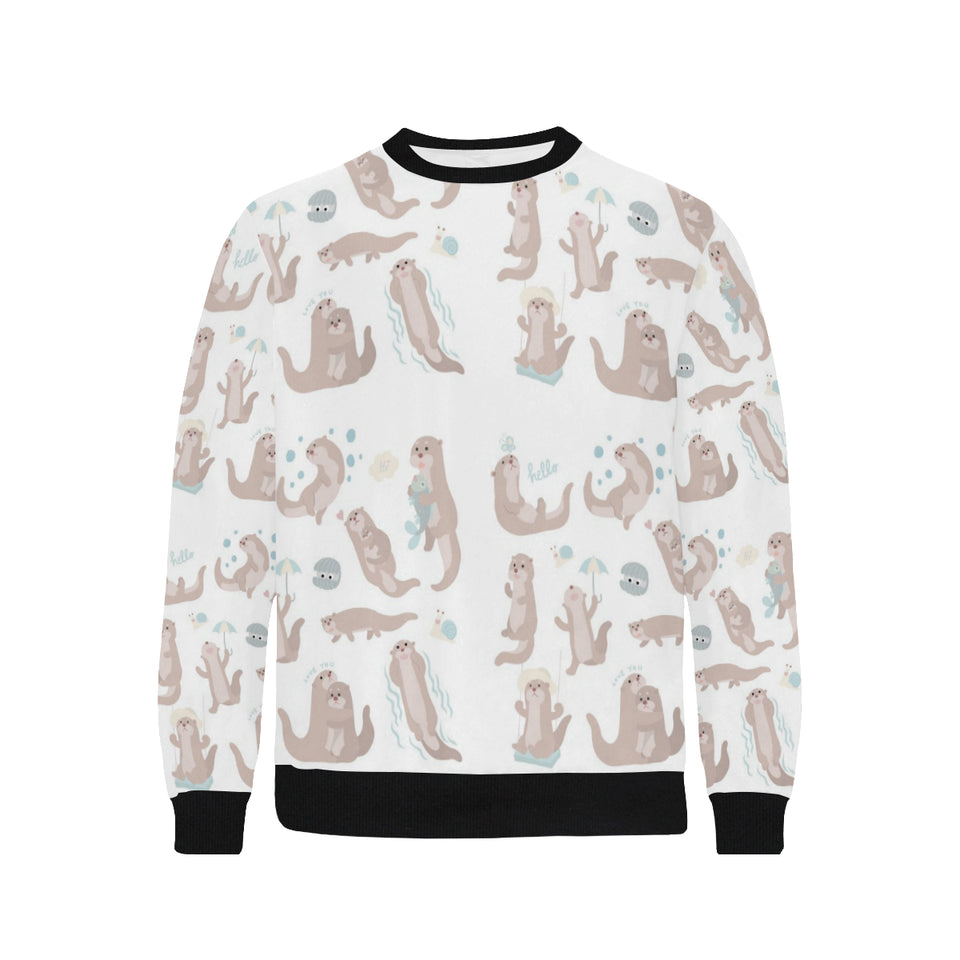 Cute sea otters pattern Men's Crew Neck Sweatshirt