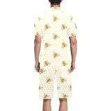 Bee honeycomb seamless design pattern Men's V-Neck Short Pajama Set