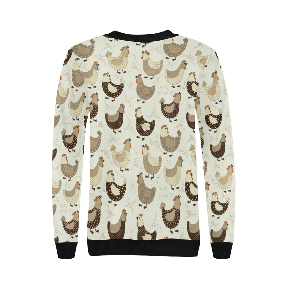 Cute rooster chicken cock Women's Crew Neck Sweatshirt