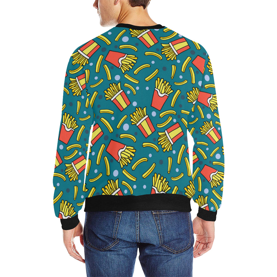 French fries red paper box pattern Men's Crew Neck Sweatshirt