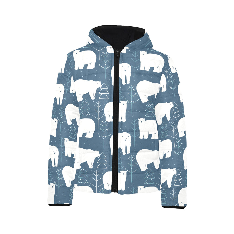 polar bear mother her child pattern Kids' Boys' Girls' Padded Hooded Jacket