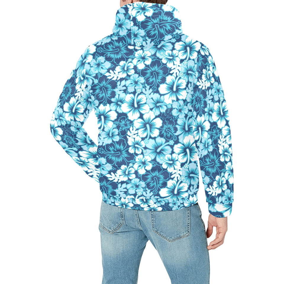 Hibiscus Pattern Print Design 03 Men's Padded Hooded Jacket