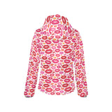 Lips Pattern Print Design 01 Women's Padded Hooded Jacket