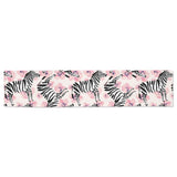Zebra pink flower background Table Runner