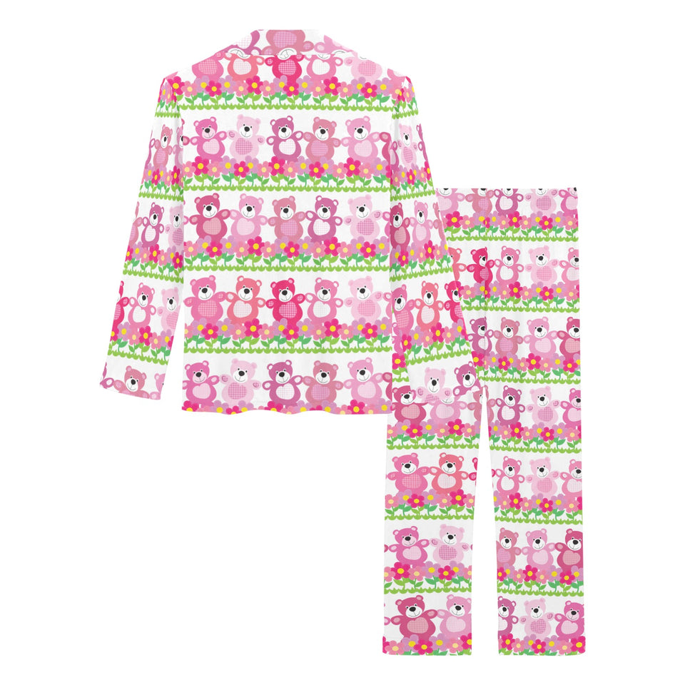 Teddy Bear Pattern Print Design 04 Women's Long Pajama Set