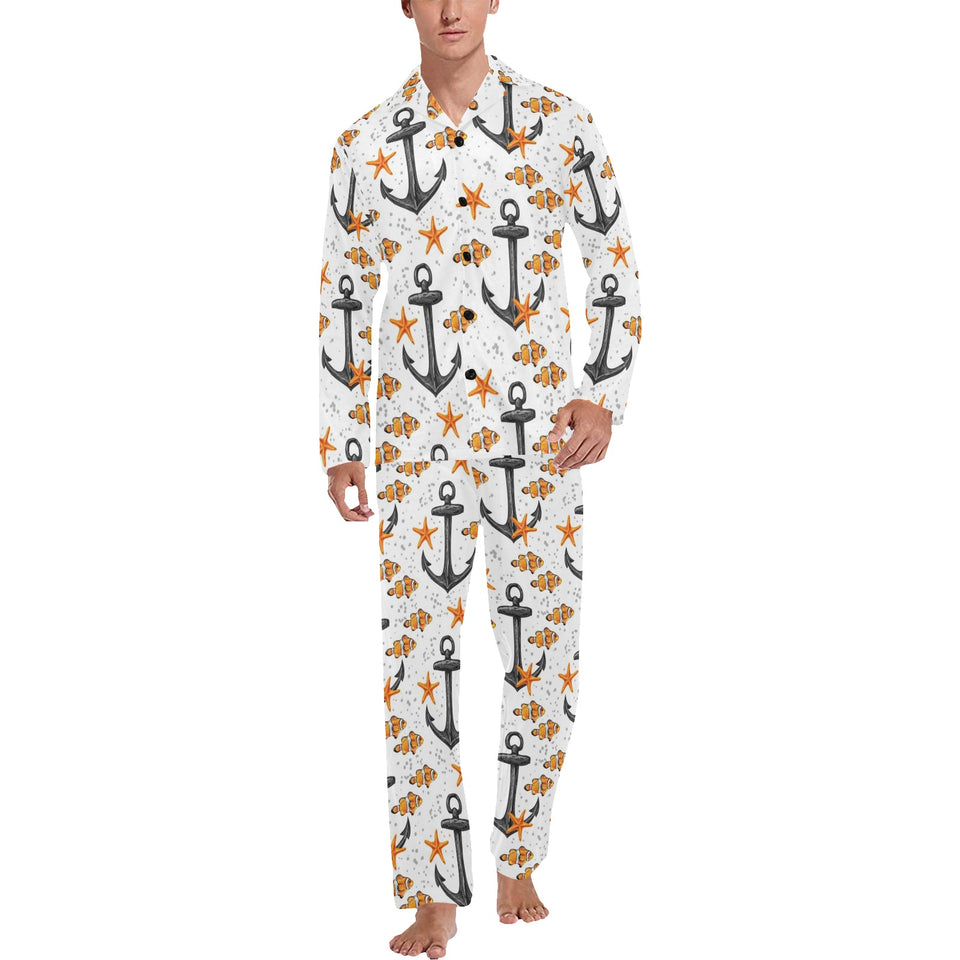 Clown Fish Pattern Print Design 02 Men's Long Pajama Set