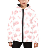 Pink sakura cherry blossom pattern Kids' Boys' Girls' Padded Hooded Jacket
