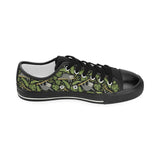 Cute sloths tropical palm leaves black background Kids' Boys' Girls' Low Top Canvas Shoes Black
