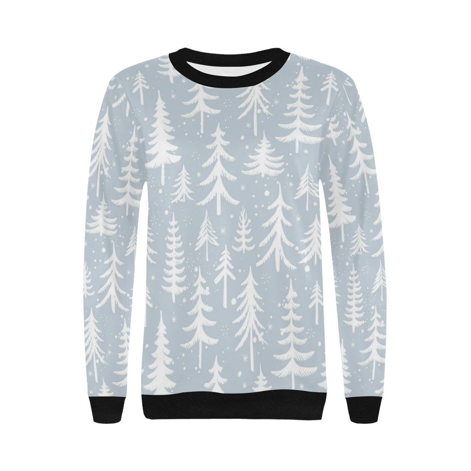 Christmas tree winter forest pattern Women's Crew Neck Sweatshirt