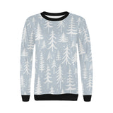 Christmas tree winter forest pattern Women's Crew Neck Sweatshirt